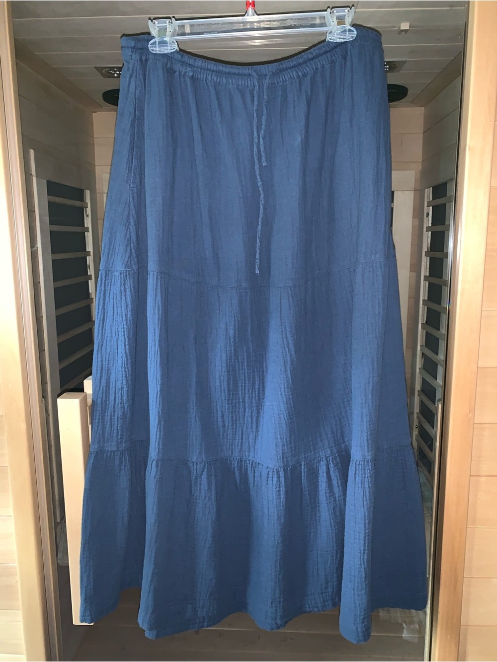 Pact tiered maxi skirt organic cotton navy